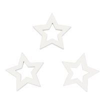 Strödekoration Julstjärnor vita trästjärnor Ø4cm 54st