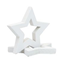 Strödekoration Julstjärnor vita trästjärnor Ø4cm 54st