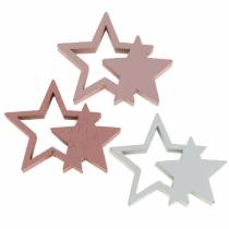 Artikel Scatter dekoration stjärnor rosa/vit 36 st