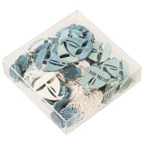 Artikel Scatter Pieces Trädekoration Skal Båt Blå Vit 2,5/4cm 72 st