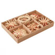 Artikel Halmstjärnor Julgransdekorationer halm naturröd Ø4-6cm 17 st