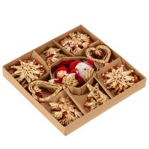 Artikel Sugrörsdekorationer set julgransdekorationer figurer och stjärnor 6cm 30st