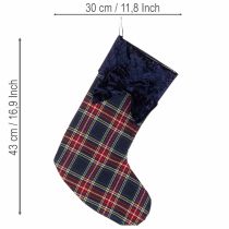Artikel Rutig tomtestövel med rosett för upphängning, 43 cm, 2 stycken