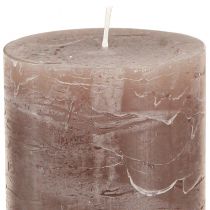 Artikel Dekorativa blockljus, 3-färgad blandning av bruna toner, enfärgade, 70x120mm, set om 12 för atmosfär och hem
