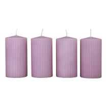 Artikel Pelarljus lila räfflade ljus dekoration 70/130mm 4st