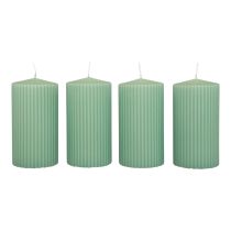 Artikel Pelarljus Gröna smaragdräfflade ljus 70/130mm 4 st