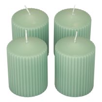 Pelarljus gröna smaragd räfflade ljus 70/90mm 4st