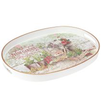 Artikel Oval bricka med handtag Fresh Garden Vintage 39x27x3,5cm