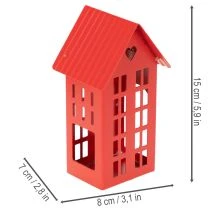 Artikel Metallljushållare Hus Röda med Bricka 35cm 1 Set
