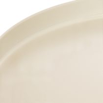 Artikel Rund dekorativ bricka i krämfärg, 30 cm, på stativ för bordsdekoration