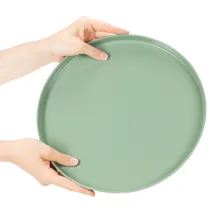 Artikel Rund grön dekorativ tallrik på stativ för bordsdekoration, 30 cm