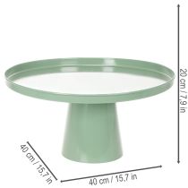 Artikel Grönt runt dekorativt metallbord, 40 cm i diameter, med hög kant