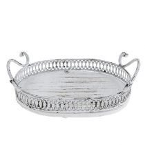 Artikel Bricka med handtag ovala 23cm x 17,5 cm H7,5cm vit