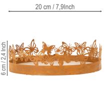 Artikel Bricka med fjärilar, vår, bordsdekoration, metalldekoration, rostig yta, Ø20cm H6,5cm