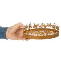 Artikel Bricka med fjärilar, vår, bordsdekoration, metalldekoration, rostig yta, Ø20cm H6,5cm
