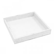 Artikel Dekorativ bricka vit fyrkantig trä vintage 19×19cm 2 st