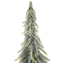 Artikel Konstgjord gran, glaserad, dekorativ gran på träbas för vinterdekoration och jul, 75 cm