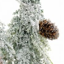 Granar med snö, adventsdekoration, vinterskog L16,5cm H28cm