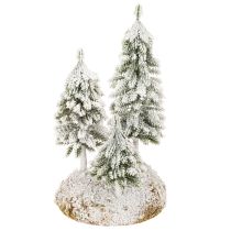 Artikel Snötäckta granar, konstgjort vinterlandskap för julby och bordsdekoration, 29 cm