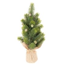 Artikel Konstgjord julgran i jutesäck, liten bordsdekoration, minijulgran, 38 cm