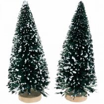 Artikel Dekorativ gran med snö, juldekoration, advent H13cm Ø5,5cm 2 st