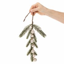 Artikel Konstgjord grangren med vita mini julgranskulor, 46 cm, 2 stycken