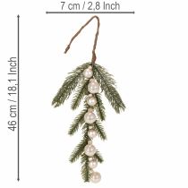 Artikel Konstgjord grangren med vita mini julgranskulor, 46 cm, 2 stycken