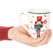 Artikel Julmugg med motiv av nötknäppare och polkagrisstång, 10 cm, 2 stycken