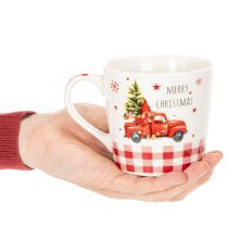Artikel Julmugg med bil och julgran, keramikmuggar, 10 cm, 2 stycken