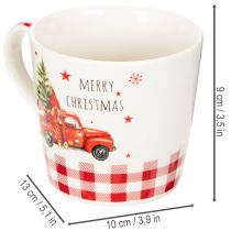 Artikel Julmugg med bil och julgran, keramikmuggar, 10 cm, 2 stycken