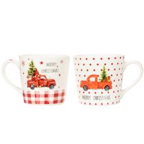 Artikel Julmugg med bil och julgran, keramikmuggar, 10 cm, 2 stycken