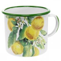Artikel Emaljplanteringskopp, dekorativ kopp med citrongren, medelhavskruka Ø9,5 cm H10 cm