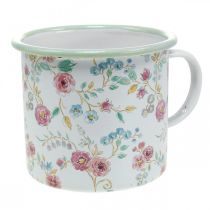 Artikel Plant kopp rosor Emalj dekorativ kopp med handtag vit Ø9,5cm