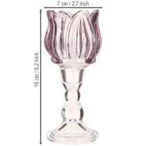 Artikel Värmeljusglas tulpan värmeljushållare glas lila Ø7cm H16cm 2st
