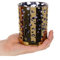 Artikel Glasljushållare med leopardmönster för bordsdekoration, 12 cm