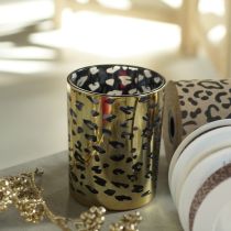 Artikel Glasljushållare med leopardmönster för bordsdekoration, 12 cm