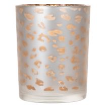 Artikel Glasljushållare med leopardmönster, 12 cm