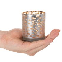 Artikel Värmeljushållare i glas med leopardmönster, tvåfärgad, 8 cm