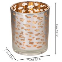 Artikel Värmeljushållare i glas med leopardmönster, tvåfärgad, 8 cm
