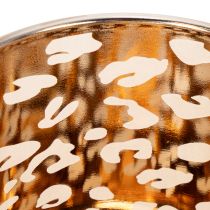 Artikel Värmeljushållare i glas med leopardmönster, tvåfärgad, 8 cm