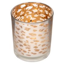 Artikel Värmeljushållare i glas med leopardmönster, tvåfärgad, 8 cm