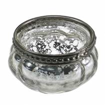 Artikel Värmeljus glas antik silver med metallfälg Ø6cm H3,5cm