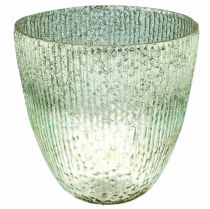 Ljusglas lykta blågrönt bordsdekorationsglas Ø21cm H21.5cm