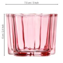 Artikel Värmeljushållare blomma värmeljus glas rosa Ø7,5cm H6cm 6 st
