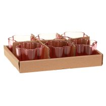 Artikel Värmeljushållare blomma värmeljus glas rosa Ø7,5cm H6cm 6 st
