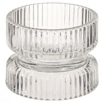 Artikel Värmeljushållare ribbad glas dekorativ klar Ø9cm H7cm 4 st