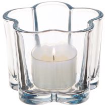 Artikel Värmeljushållare glas blomma värmeljus glas blå Ø7,5cm H6cm 6st