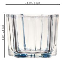 Artikel Värmeljushållare glasblomma värmeljus glas blå Ø7,5cm H6cm 6 st