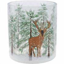 Värmeljushållare glas Julsprakande värmeljusglas H13cm