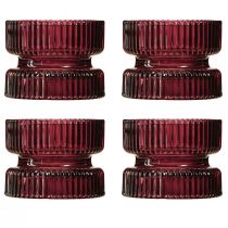 Artikel Värmeljushållare glas dekorativ räfflad bär Ø9cm H7cm 4 st